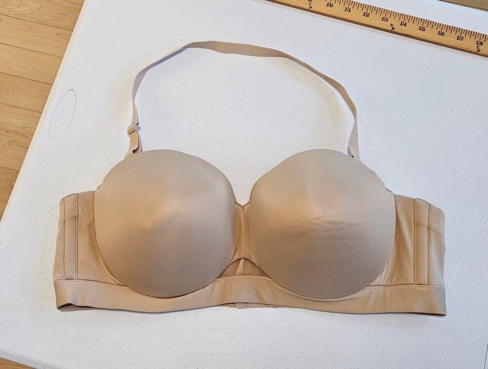 Cacique Comfort Bliss Strapless Bra 44C Nude Beige Underwire Convertible